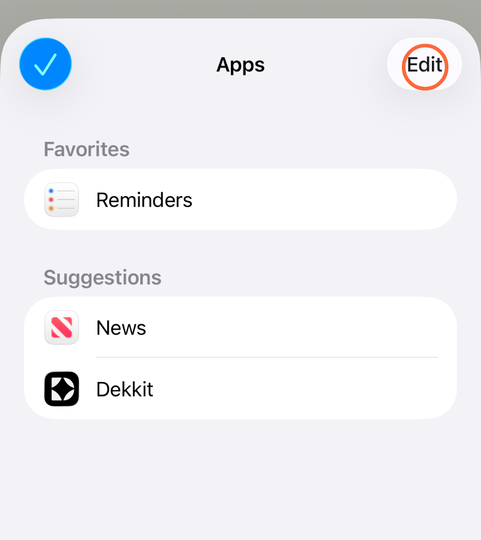Real iOS Apps list with the Edit button highlighted in the top-right corner.